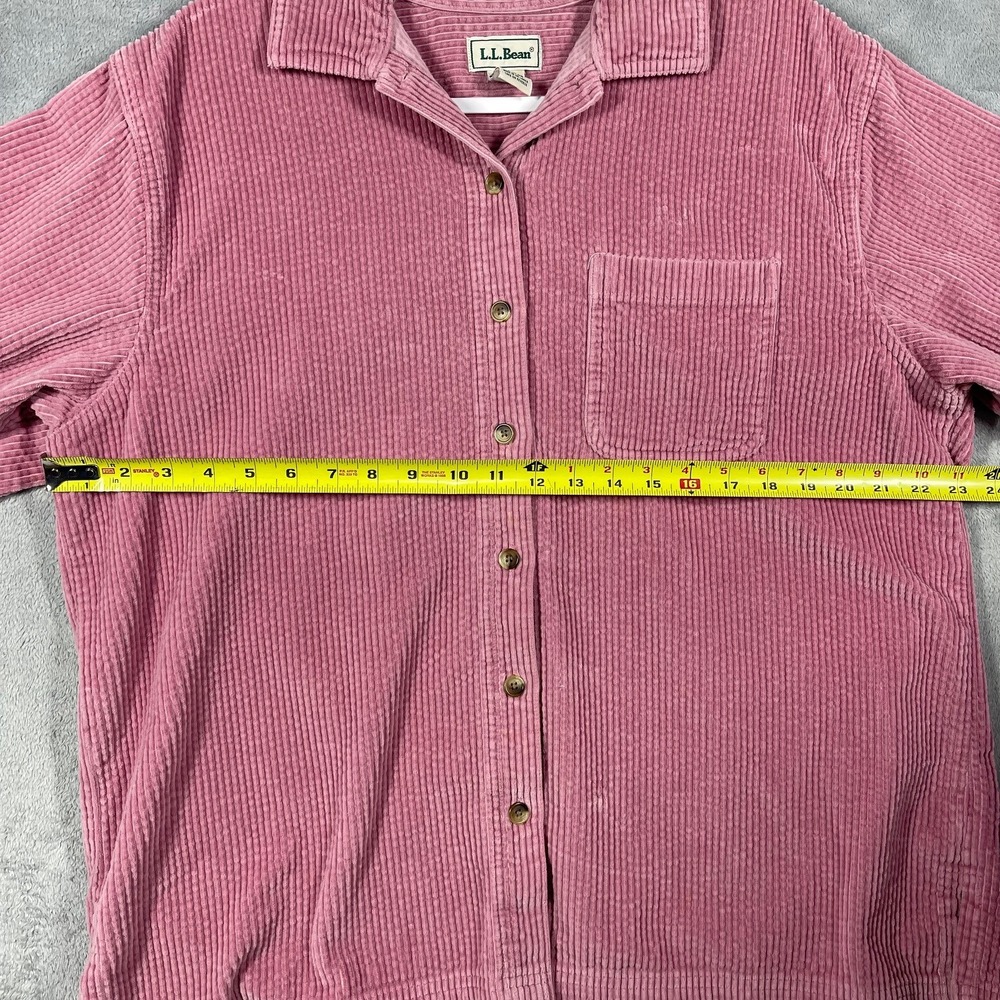 L.L. Bean Corduroy Shirt Women Large Pink Long Sleeve Cotton Button Down - Picture 7 of 10